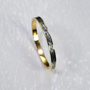 Metallic gold, colorful green-pink