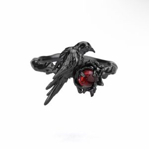 Ruby Black Crow Ring