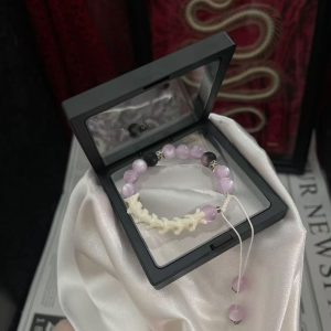 Pink gemstone snake bone bracelet