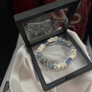 Blue gemstone snake bone bracelet