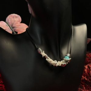 Sky blue agate snake bone necklace